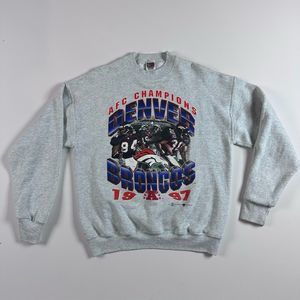 Vintage NFL Denver Broncos Sweatshirt Grey 1997 AFC Champion 1998 Size Large